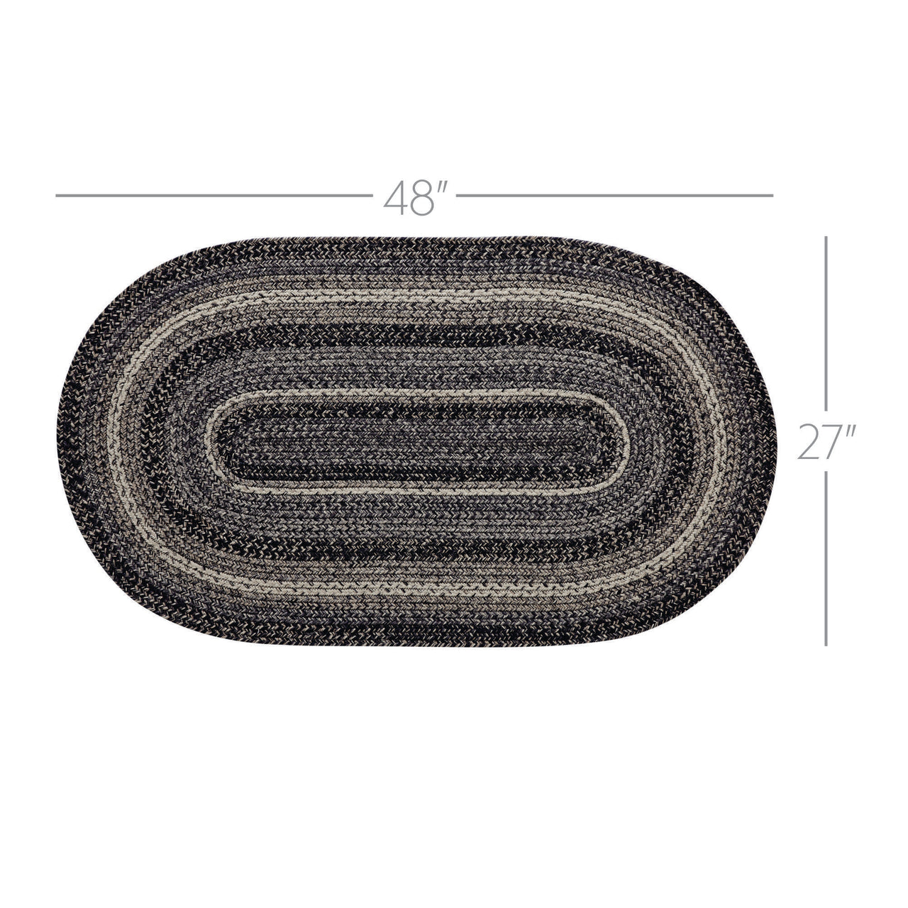 Sawyer Mill Black White Jute Braided Oval Rug with Rug Pad 27x48" VHC Brands - The Fox Decor