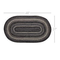Sawyer Mill Black White Jute Braided Oval Rug with Rug Pad 27x48