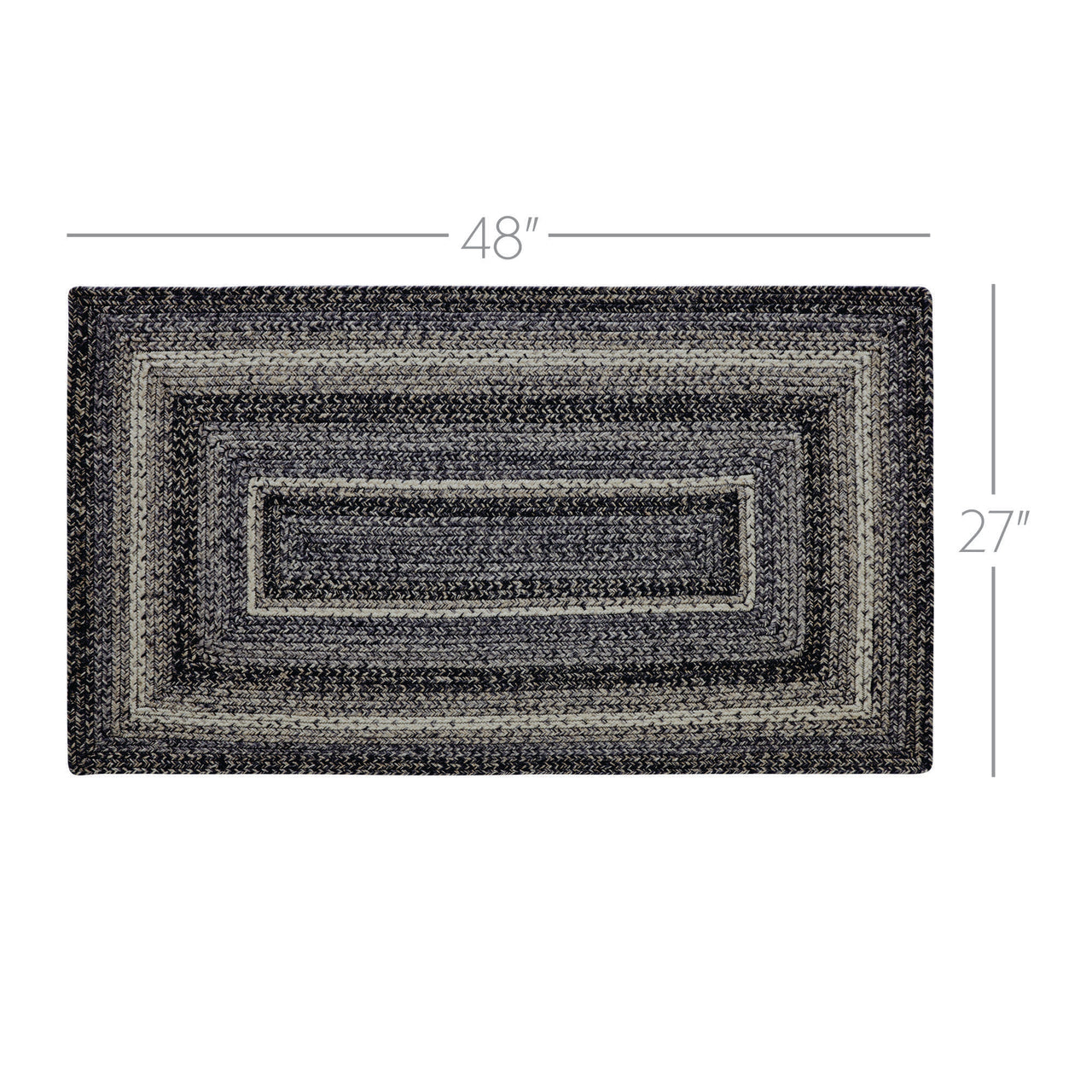 Sawyer Mill Black White Jute Braided Rug Rectangular with Rug Pad 27"x48" VHC Brands