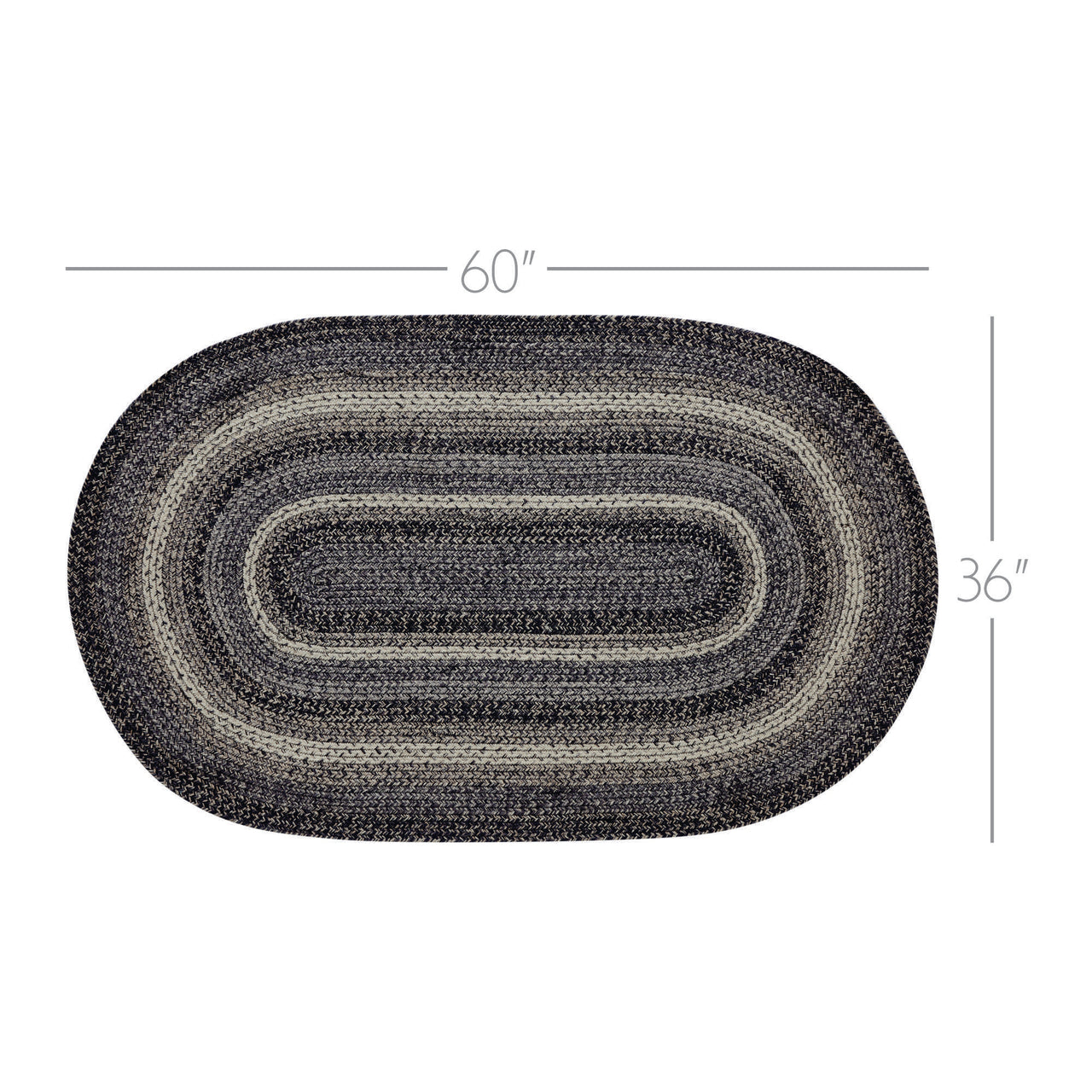 Sawyer Mill Black White Jute Braided Oval Rug with Rug Pad 3x5' VHC Brands