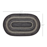 Thumbnail for Sawyer Mill Black White Jute Braided Oval Rug with Rug Pad 3x5' VHC Brands