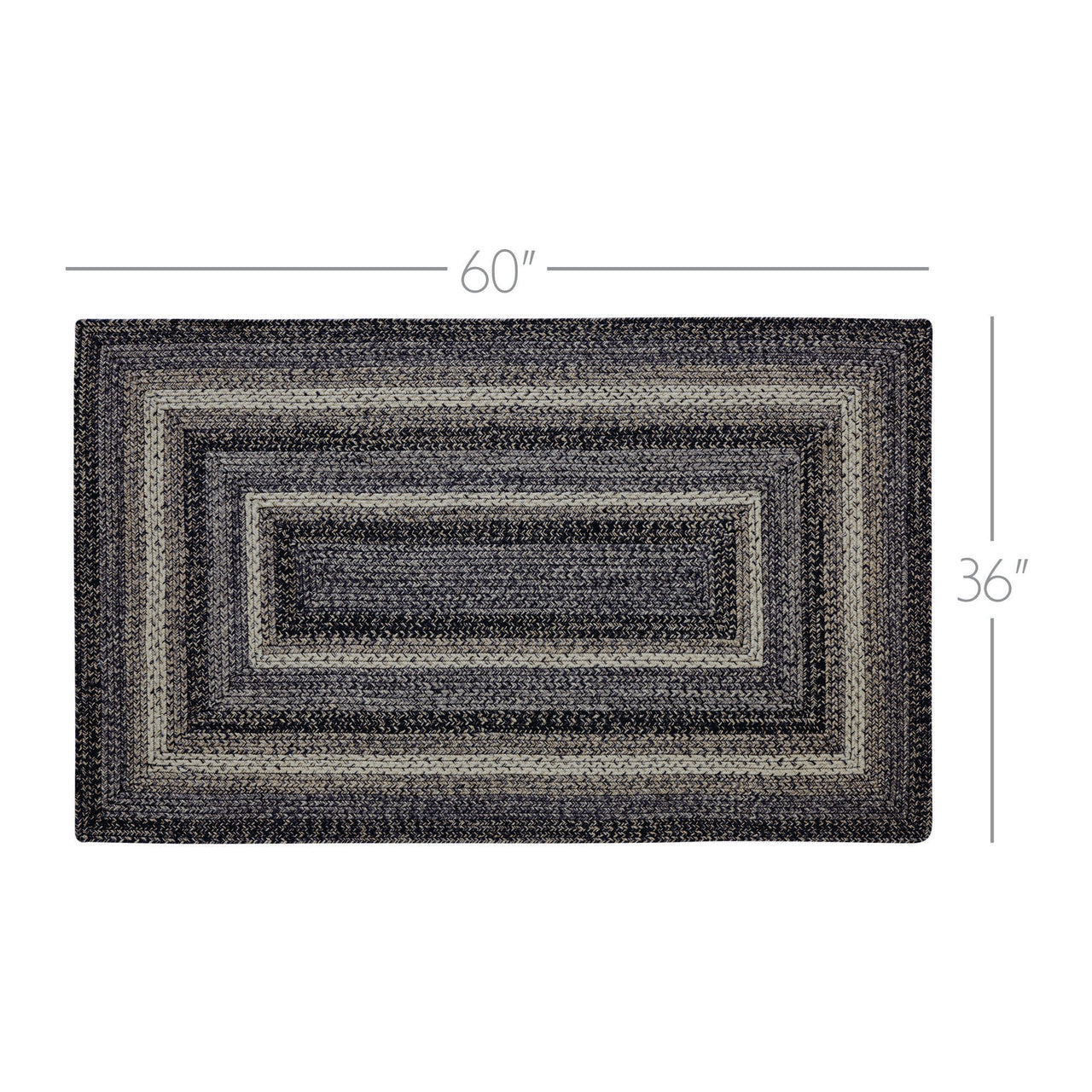 Sawyer Mill Black White Jute Braided Rug Rectangular with Rug Pad 36x60" (3x5') VHC Brands