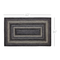 Thumbnail for Sawyer Mill Black White Jute Braided Rug Rectangular with Rug Pad 36x60