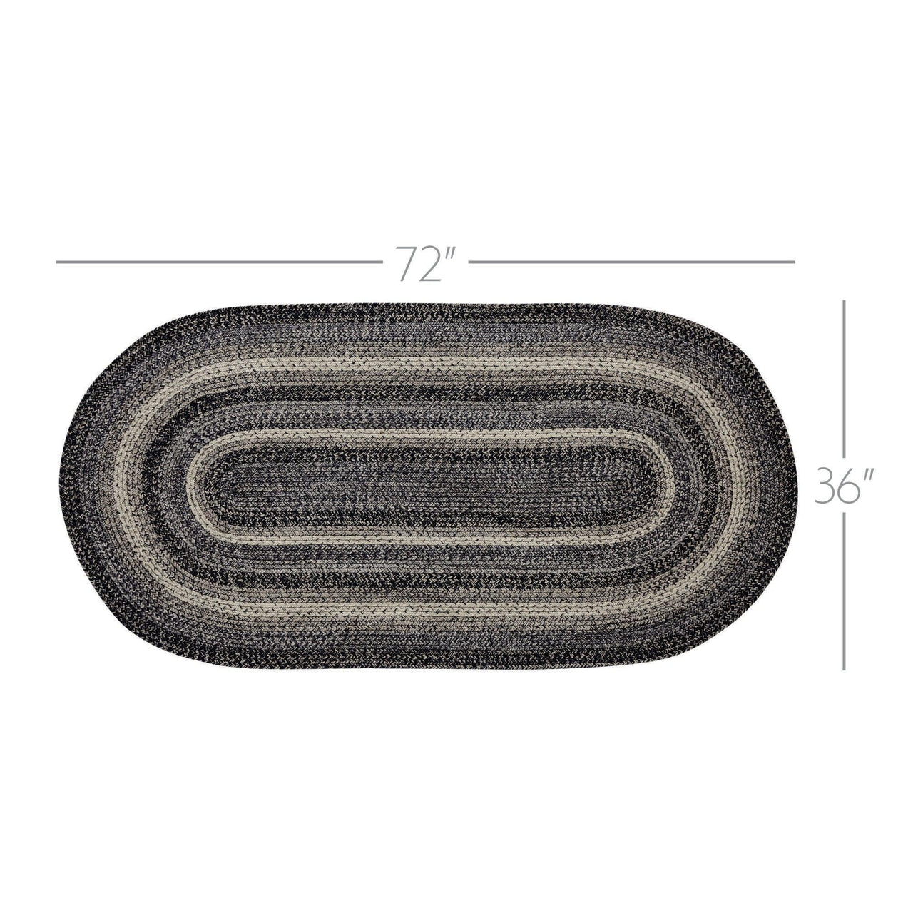 Sawyer Mill Black and Gray Braided Oval Rug with Included Rug Pad