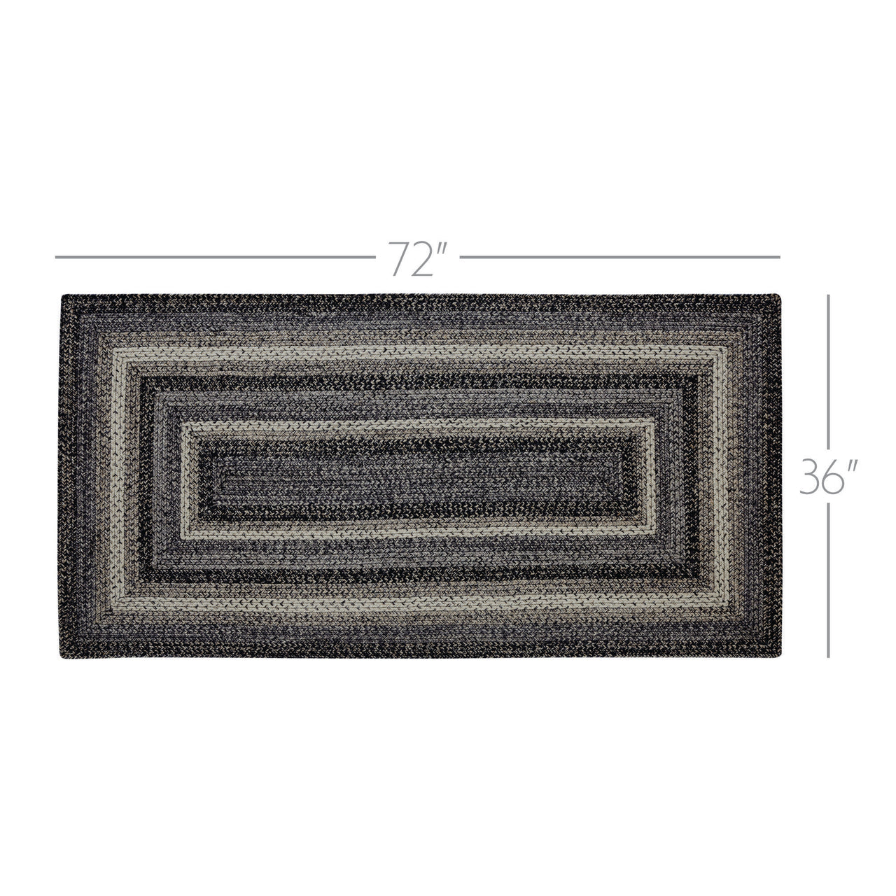 Sawyer Mill Black White Jute Braided Rug Rectangular with Rug Pad 36x72" (3x6') VHC Brands