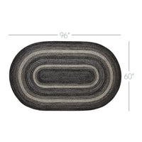 Thumbnail for Sawyer Mill Black White Jute Braided Oval Rug with Rug Pad 5x8' VHC Brands