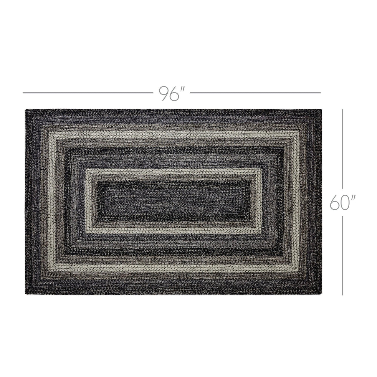 Sawyer Mill Black White Jute Braided Rug Rectangular with Rug Pad 5x8' VHC Brands