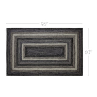 Thumbnail for Sawyer Mill Black White Jute Braided Rug Rectangular with Rug Pad 5x8' VHC Brands