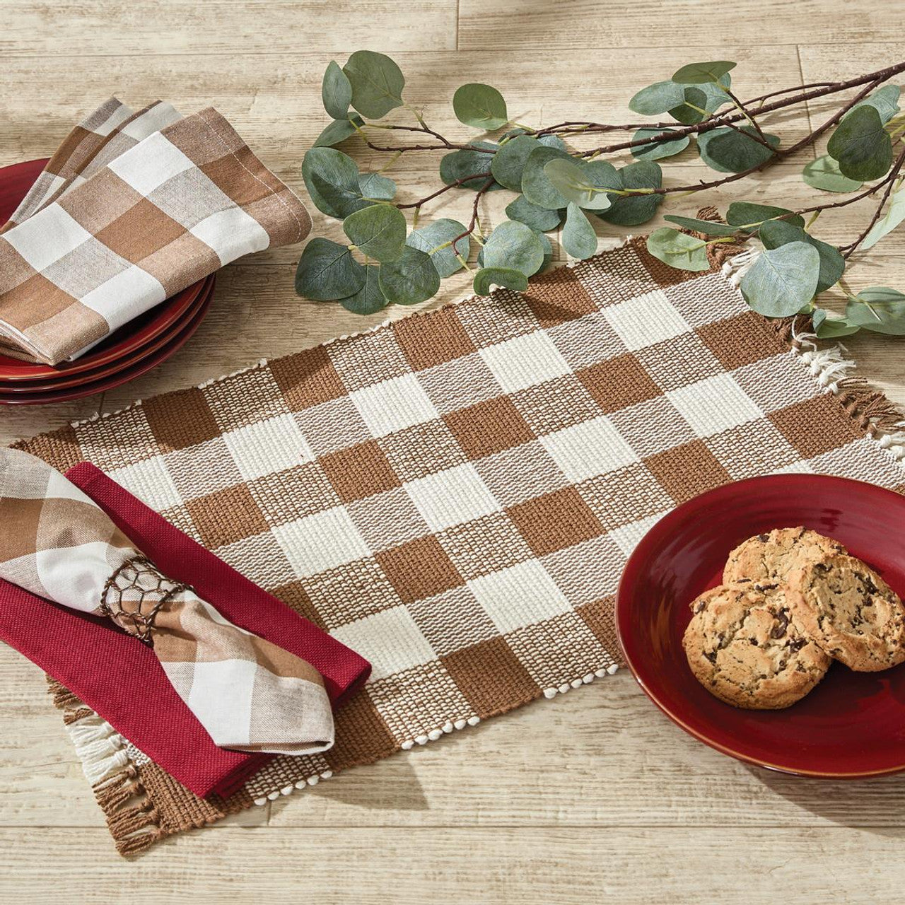 Wicklow Check Brown & Cream Placemats - Set of 12 Park Designs