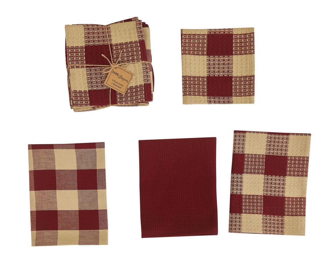 Wicklow Check Garnet Dishtowel Set  Park Designs