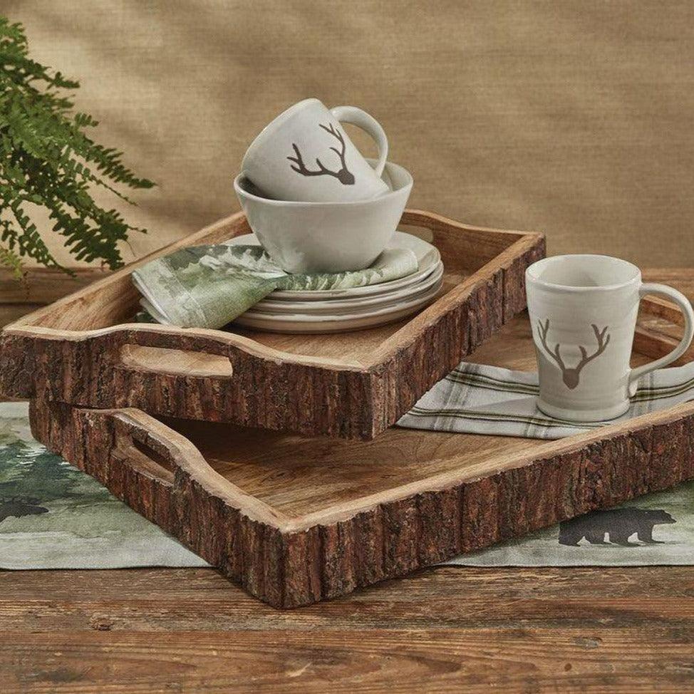 Wood Wth Bark Edge Trays - Set of 2 - Park Designs