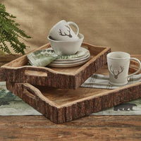 Thumbnail for Wood Wth Bark Edge Trays - Set of 2 - Park Designs - The Fox Decor