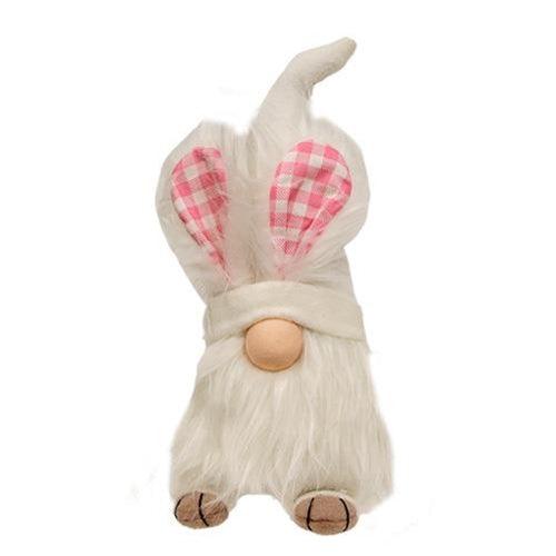 White Gnome Bunny w Gingham Ears - The Fox Decor