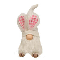 White Gnome Bunny w Gingham Ears - The Fox Decor