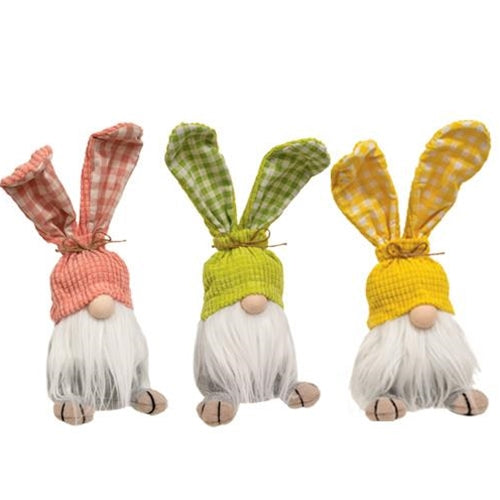 Gingham Waffle Bunny Gnome 3 Asstd