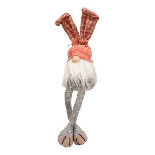 Gingham Waffle Bunny Dangle Leg Gnome 3 Asstd - The Fox Decor