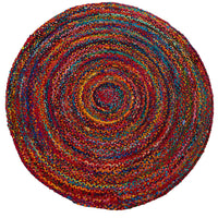 Thumbnail for Hand Braided Boho Colorful Chindi Round Rug 5' - Nearly Natural