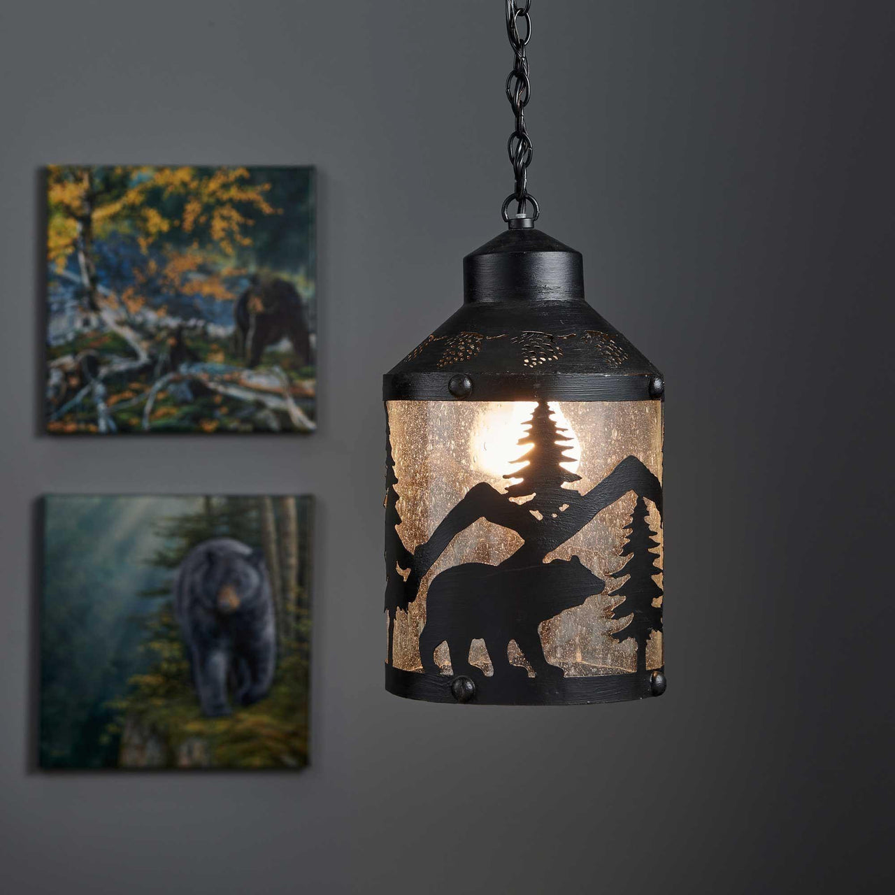 Black Bear Pendant Hanging Lamp - Park Designs - The Fox Decor