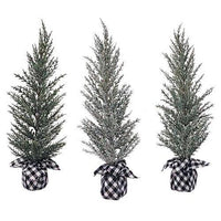 Thumbnail for Large Pine Tree w White Black Plaid Base 3 Asstd - The Fox Decor