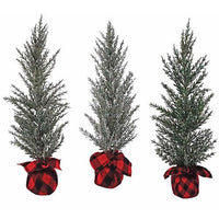 Lg Pine Tree w Red Black Plaid Base 3 Asstd - The Fox Decor