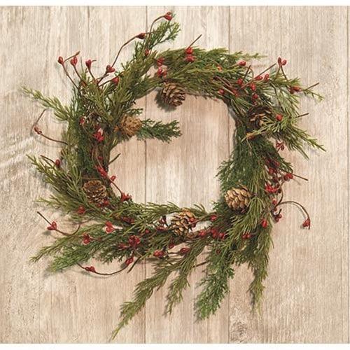 Evergreen Pine w Red Pips Wreath 13 - The Fox Decor