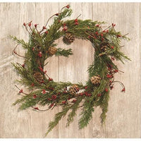 Evergreen Pine w Red Pips Wreath 13 - The Fox Decor