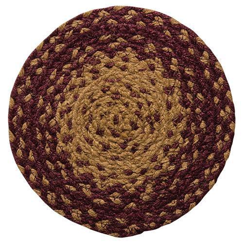 Burgundy Tan Braided Trivet - The Fox Decor