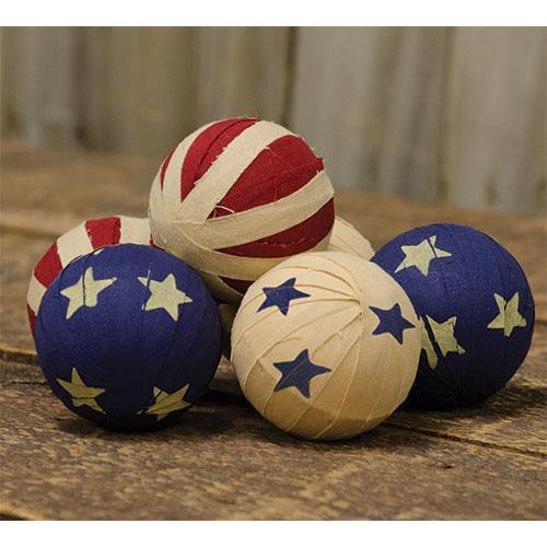 6 Set Americana Rag Balls - The Fox Decor