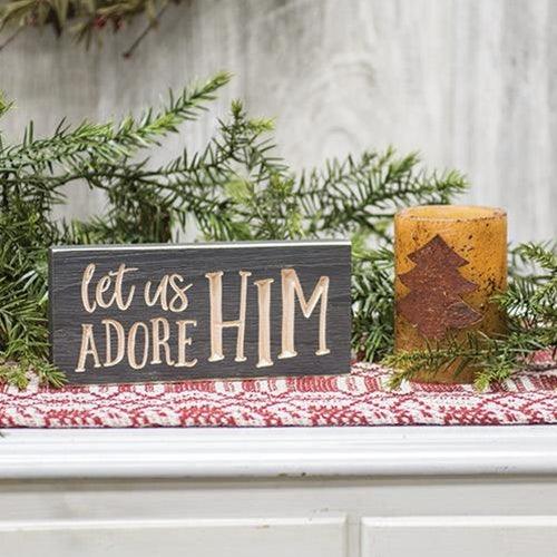 Let Us Adore Him Engraved Block 35 x 8 - The Fox Decor