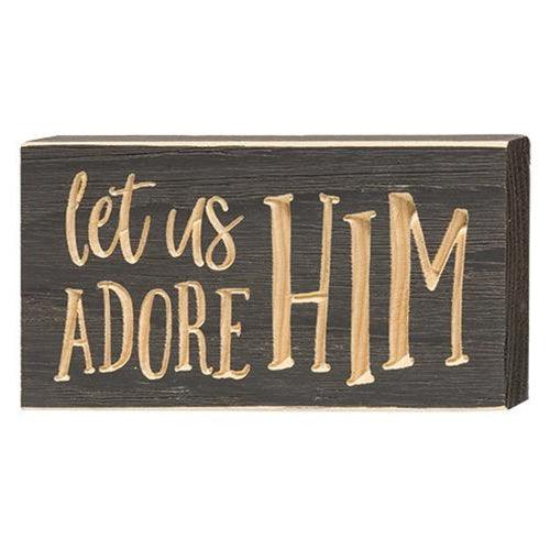 Let Us Adore Him Engraved Block 35 x 8 - The Fox Decor