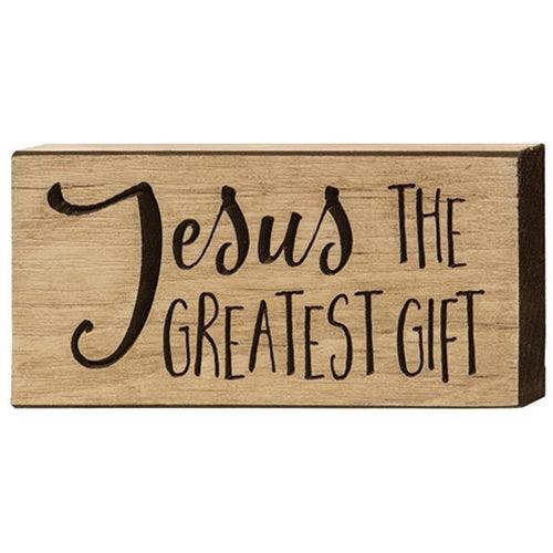 Jesus the Greatest Gift Engraved Block 35 x 8 - The Fox Decor