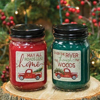 Thumbnail for Hollyberry Jar Candle w Red Truck 12oz - All Roads Lead Home - The Fox Decor