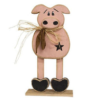 Thumbnail for Rustic Wood Skinny Leg Pig on Base - The Fox Decor