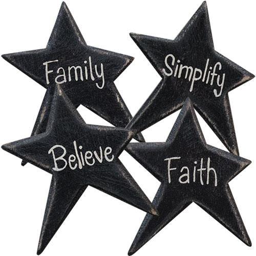 4 Set Black Star Word Magnets - The Fox Decor