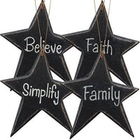 4 Set Black Star Word Ornaments - The Fox Decor