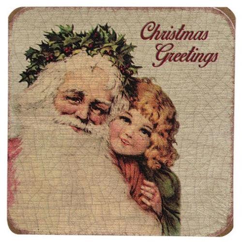 4 Set Vintage Joyful Christmas Coasters