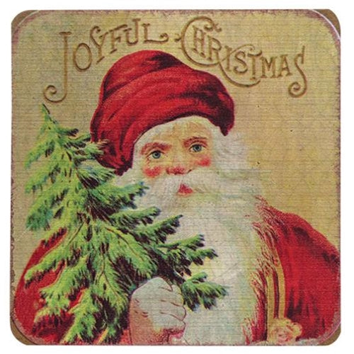 4 Set Vintage Joyful Christmas Coasters