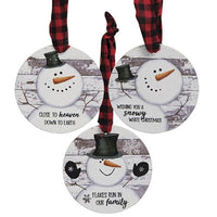 Thumbnail for 3 Set Happy Snowman Shiplap Ornaments