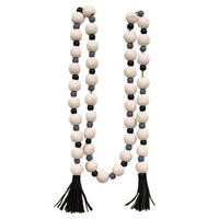 Distressed Black White & Gray Bead Garland w Tassels - The Fox Decor