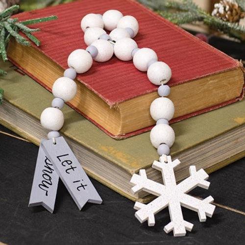 Let It Snow & Snowflake Beaded Ornament - The Fox Decor