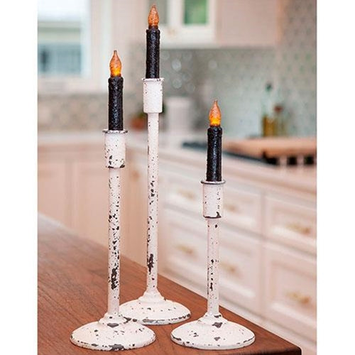 Distressed White Candle Holder 11.75" - The Fox Decor