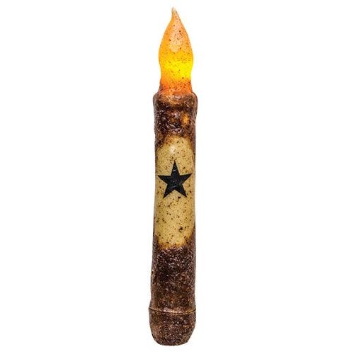 6 Burnt Mustard Star Timer Taper - The Fox Decor