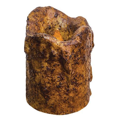 4 Burnt Mustard Dripped Timer Pillar - The Fox Decor