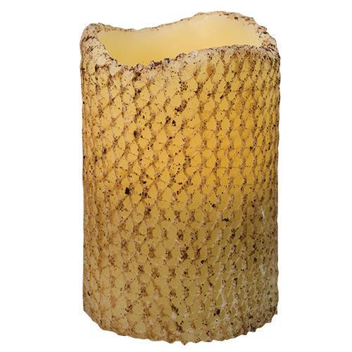Burnt Ivory Honeycomb Timer Pillar - The Fox Decor