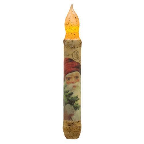 6 Burnt Ivory Joyful Santa Timer Taper - The Fox Decor