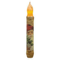 6 Burnt Ivory Joyful Santa Timer Taper - The Fox Decor