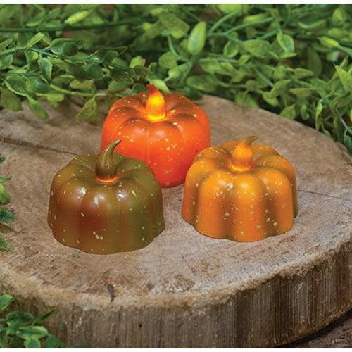 Pumpkin Tealight w Bulb 3 Asstd each sold individually (not as a set.) - The Fox Decor