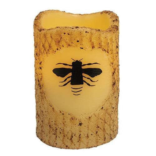 Bumblebee Burnt Ivory Timer Pillar Candle - The Fox Decor