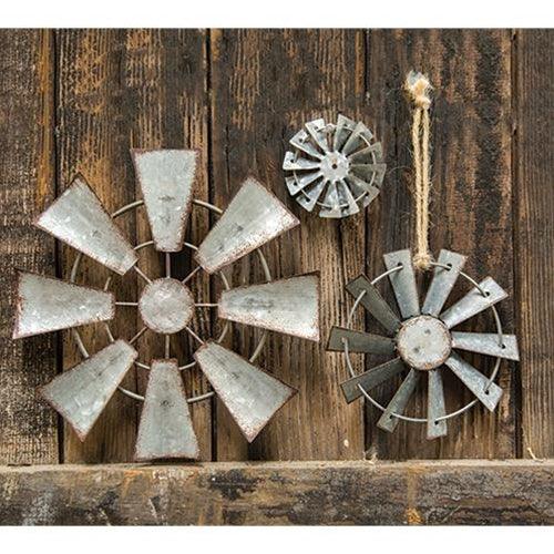 Metal Windmill Ornament with Jute Hanger 4 inch - The Fox Decor