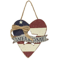 Thumbnail for Wooden Heart Flag Welcome Ornament